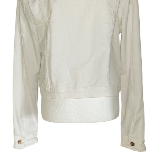 Draper James White Denim Ruffle Trim Cropped Jean Jacket - L - Picture 12 of 15